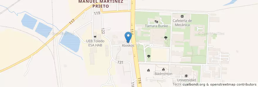 Mapa de ubicacion de Kioskos en Cuba, La Habana, Marianao.