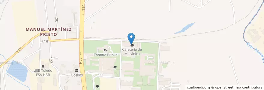 Mapa de ubicacion de Cafetería de Mecánica en キューバ, La Habana, Marianao.