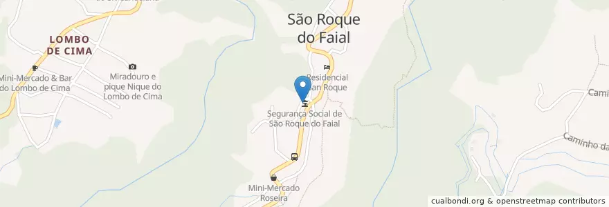 Mapa de ubicacion de Segurança Social de São Roque do Faial en Portugal, Santana, Faial.