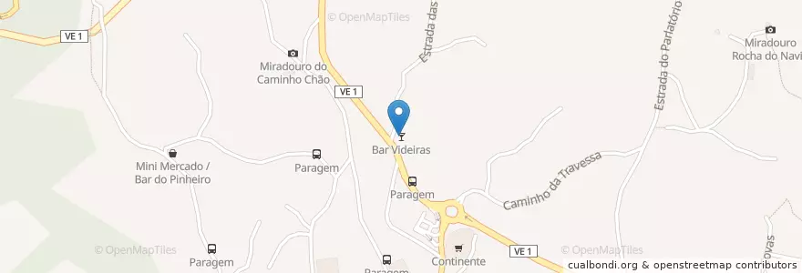 Mapa de ubicacion de Bar Videiras en Португалия, Santana, Santana.