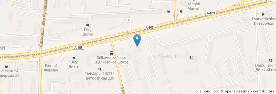 Mapa de ubicacion de Отделение связи №105523 en Rusia, Distrito Federal Central, Москва, Восточный Административный Округ, Район Северное Измайлово.