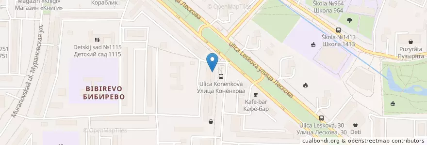 Mapa de ubicacion de Библиотека №184 en روسیه, Центральный Федеральный Округ, Москва, Северо-Восточный Административный Округ, Район Бибирево.