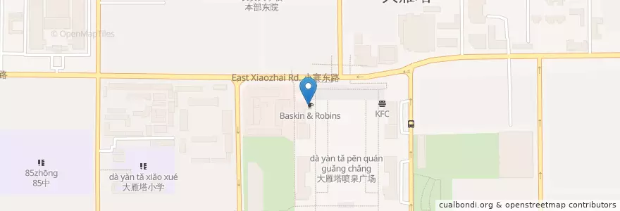 Mapa de ubicacion de Baskin & Robins en China, Xianxim, 西安市, 雁塔区 (Yanta).
