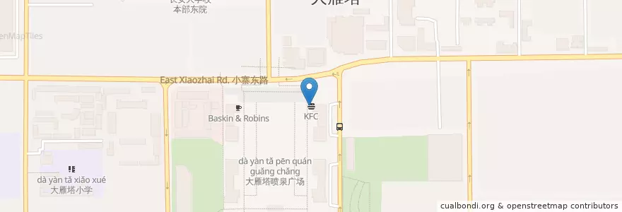 Mapa de ubicacion de KFC en China, Xianxim, 西安市, 雁塔区 (Yanta).