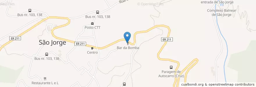 Mapa de ubicacion de Bar da Bomba en Portugal, Santana, São Jorge.