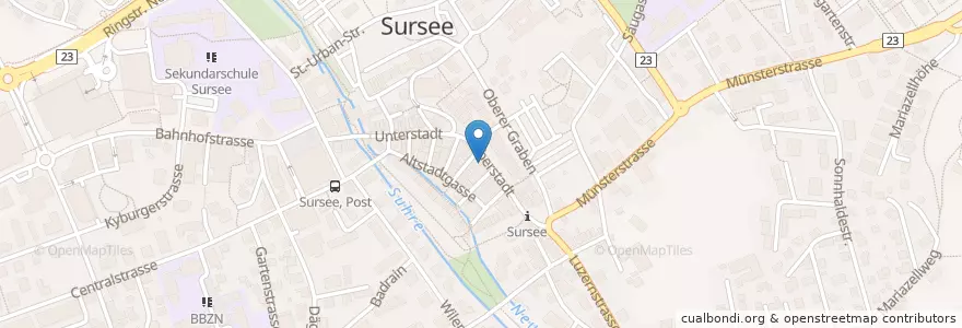 Mapa de ubicacion de Oberstadt en Svizzera, Lucerna, Sursee.