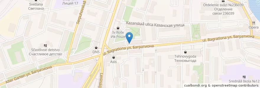 Mapa de ubicacion de Отделение связи №236024 en Russland, Föderationskreis Nordwest, Oblast Kaliningrad, Городской Округ Калининград.
