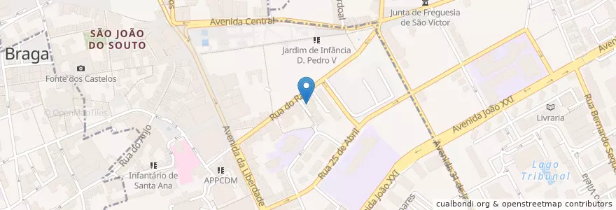 Mapa de ubicacion de CTT - Avenida en البرتغال, المنطقة الشمالية (البرتغال), براغا, كافادو, براغا.