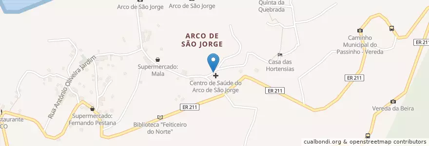 Mapa de ubicacion de Junta de Freguesia do Arco de São Jorge en 포르투갈, Santana, Arco De São Jorge.