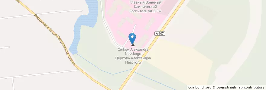 Mapa de ubicacion de Церковь Александра Невского en Rusia, Distrito Federal Central, Óblast De Moscú, Одинцовский Городской Округ.