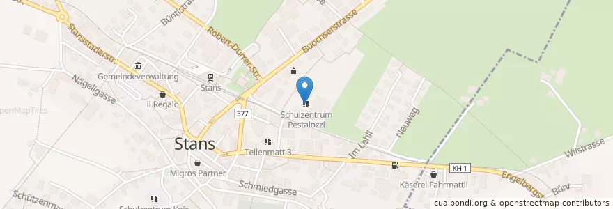 Mapa de ubicacion de Schulzentrum Pestalozzi en Schweiz/Suisse/Svizzera/Svizra, Nidwalden, Stans.