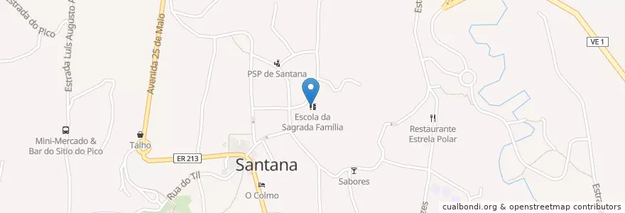 Mapa de ubicacion de Escola da Sagrada Família en Portekiz, Santana, Santana.