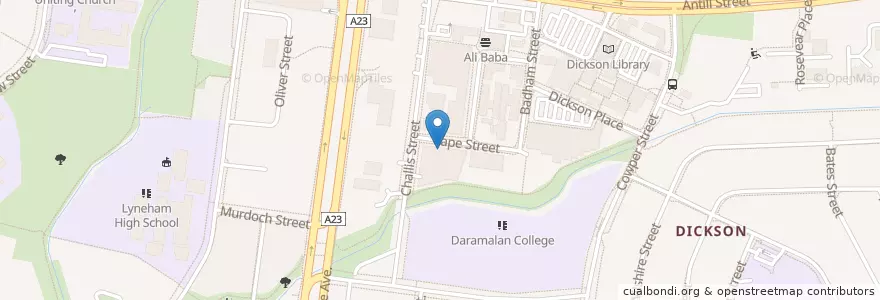 Mapa de ubicacion de Domino's en 澳大利亚, 新南威尔士州, 首都领地, District Of Canberra Central.