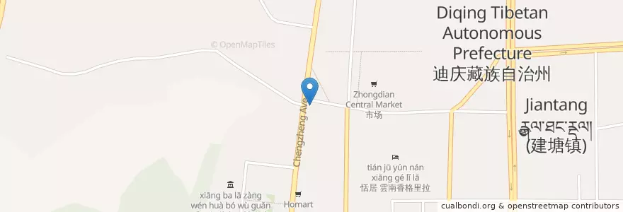 Mapa de ubicacion de ATM en 중국, 윈난 성, 迪庆藏族自治州, 香格里拉市, 建塘镇.
