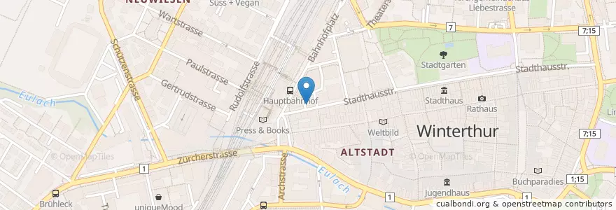 Mapa de ubicacion de PostFinance en İsviçre, Zürih, Bezirk Winterthur, Winterthur.