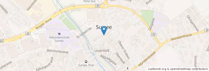 Mapa de ubicacion de Stadttheater en Schweiz/Suisse/Svizzera/Svizra, Luzern, Sursee.
