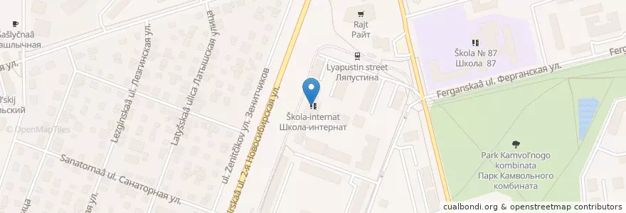 Mapa de ubicacion de Школа-интернат en Russie, District Fédéral De L'Oural, Oblast De Sverdlovsk, Городской Округ Екатеринбург.