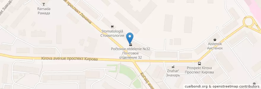 Mapa de ubicacion de Почтовое отделение №32 en ロシア, 北西連邦管区, Мурманская Область, Городской Округ Мурманск.