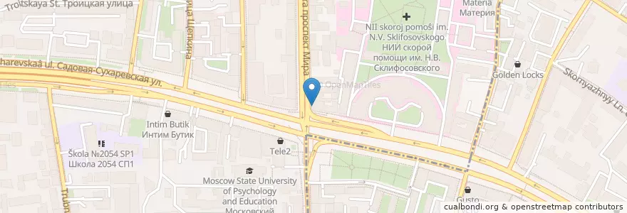 Mapa de ubicacion de ShkVarka en Rusland, Centraal Federaal District, Moskou, Центральный Административный Округ, Мещанский Район.