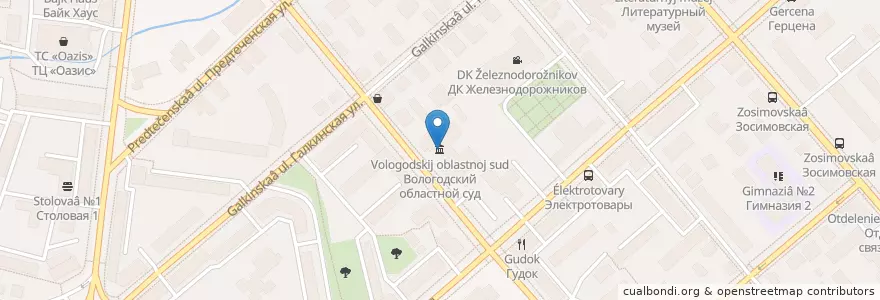 Mapa de ubicacion de Вологодский областной суд en Russia, Northwestern Federal District, Vologda Oblast, Vologodsky District, Vologda.