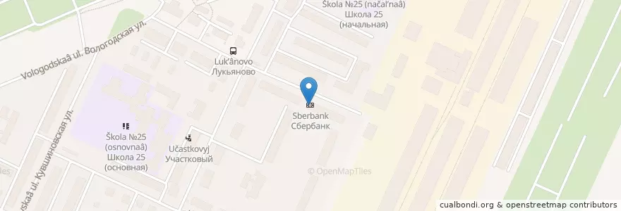 Mapa de ubicacion de Сбербанк en Russie, District Fédéral Du Nord-Ouest, Oblast De Vologda, Вологодский Район, Городской Округ Вологда.