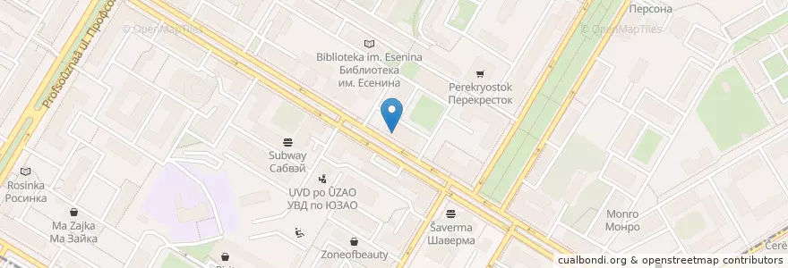 Mapa de ubicacion de Отделение связи №117218 en ロシア, 中央連邦管区, モスクワ, Юго-Западный Административный Округ, Академический Район.