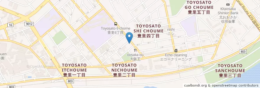 Mapa de ubicacion de 池田泉州銀行 en Japan, Osaka Prefecture, Osaka, Higashiyodogawa Ward, Asahi Ward.