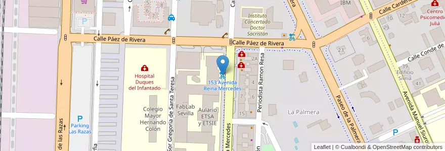 Mapa de ubicacion de 153 Avenida Reina Mercedes en スペイン, アンダルシア州, Sevilla, セビリア.