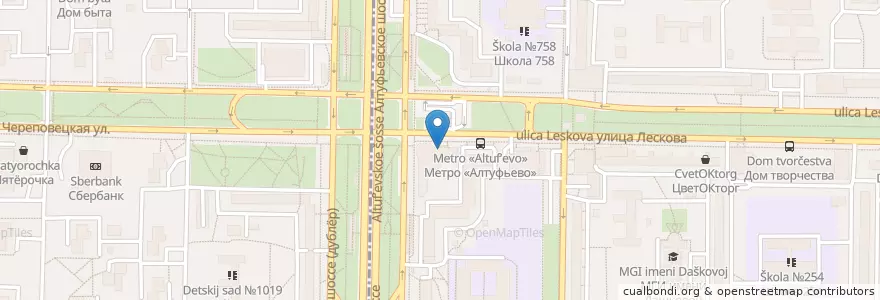 Mapa de ubicacion de Аве en Russia, Distretto Federale Centrale, Москва, Северо-Восточный Административный Округ, Район Бибирево.