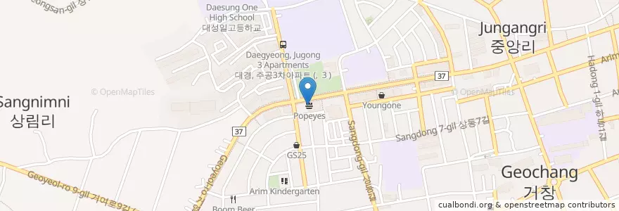 Mapa de ubicacion de Popeyes en 대한민국, 경상남도, 거창군.