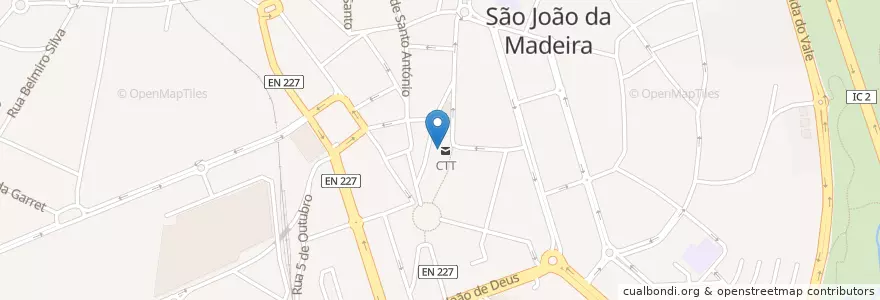Mapa de ubicacion de CTT en 葡萄牙, Aveiro, 北部大區, Área Metropolitana Do Porto, São João Da Madeira, São João Da Madeira.