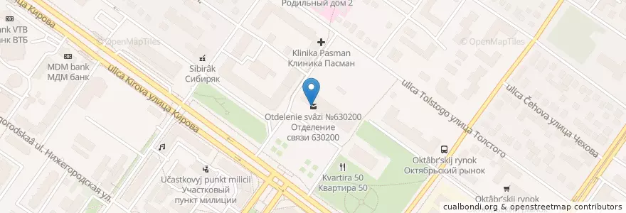 Mapa de ubicacion de Отделение связи №630200 en ロシア, シベリア連邦管区, ノヴォシビルスク州, ノヴォシビルスク管区.