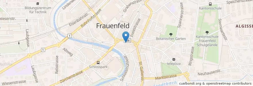 Mapa de ubicacion de Rathaus en Schweiz/Suisse/Svizzera/Svizra, Thurgau, Bezirk Frauenfeld, Frauenfeld.