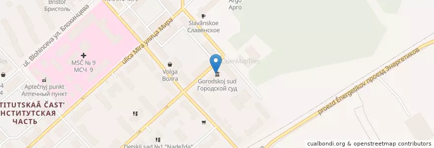 Mapa de ubicacion de Городской суд en Rusia, Distrito Federal Central, Óblast De Moscú, Городской Округ Дубна.