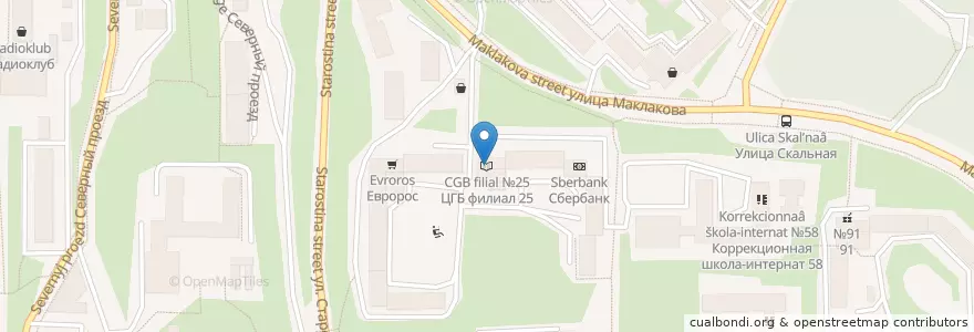 Mapa de ubicacion de ЦГБ филиал №25 en Rusia, Северо-Западный Федеральный Округ, Мурманская Область, Городской Округ Мурманск.