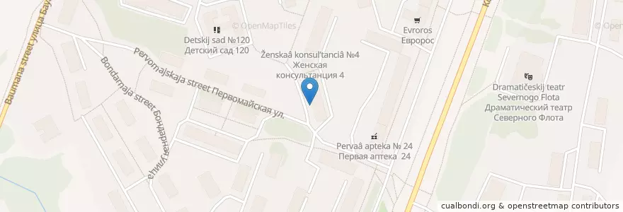 Mapa de ubicacion de ЦГБ филиал №7 en Rusia, Северо-Западный Федеральный Округ, Óblast De Múrmansk, Городской Округ Мурманск.