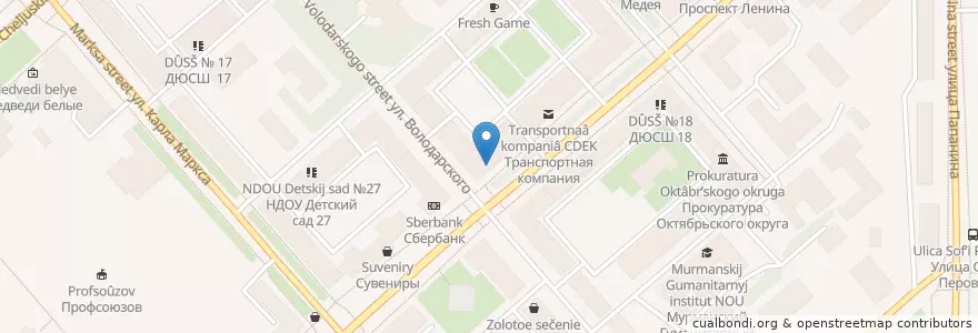 Mapa de ubicacion de ЦДБ филиал №15 en Rusia, Северо-Западный Федеральный Округ, Óblast De Múrmansk, Городской Округ Мурманск.