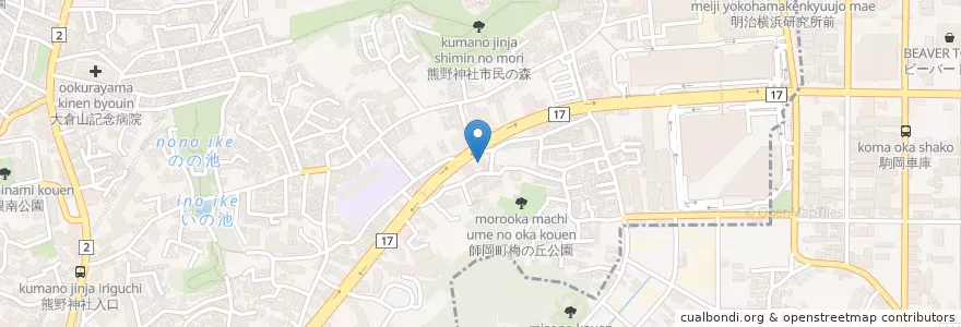 Mapa de ubicacion de オークラ en Japan, Präfektur Kanagawa, Yokohama, 港北区.