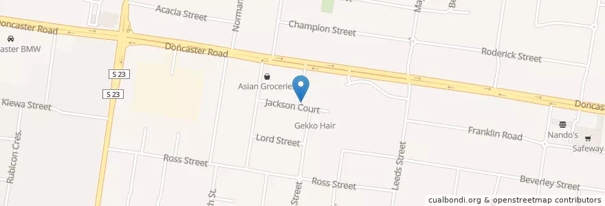 Mapa de ubicacion de Meltemi Greek Tavern en أستراليا, ولاية فيكتوريا, City Of Manningham.