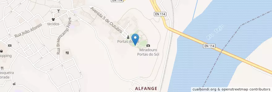 Mapa de ubicacion de Bebedouro en البرتغال, ألنتيجو, Santarém, Lezíria Do Tejo, Santarém, Marvila, Santa Iria Da Ribeira De Santarém, São Salvador E São Nicolau.