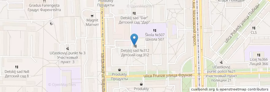 Mapa de ubicacion de Детский сад №312 en Rusia, Северо-Западный Федеральный Округ, Óblast De Leningrado, San Petersburgo, Московский Район.