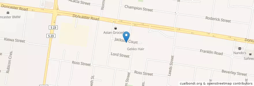 Mapa de ubicacion de Meals at Jackson en استرالیا, Victoria, City Of Manningham.