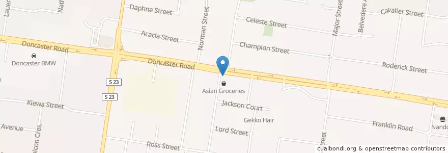Mapa de ubicacion de Jackson Court Charcoal Chicken en أستراليا, ولاية فيكتوريا, City Of Manningham.