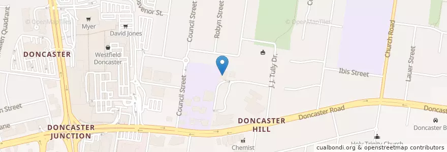 Mapa de ubicacion de Doncaster Library en 오스트레일리아, Victoria, City Of Manningham.