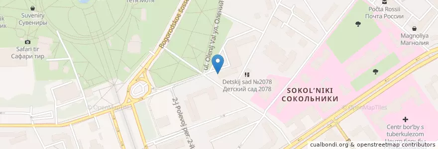 Mapa de ubicacion de Лекрус en Rusia, Центральный Федеральный Округ, Москва, Восточный Административный Округ, Район Сокольники.