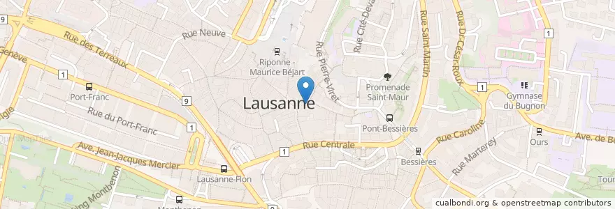 Mapa de ubicacion de Café du Grütli en İsviçre, Vaud, District De Lausanne, Lausanne.