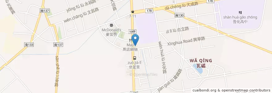 Mapa de ubicacion de 善化郵局 en 臺灣, 臺南市, 善化區.