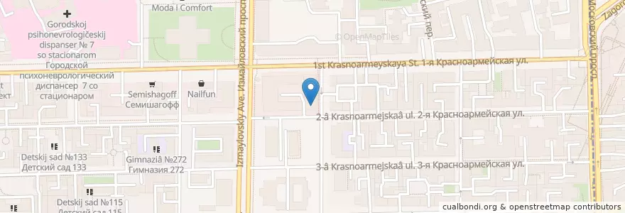 Mapa de ubicacion de Пельмондо en Russie, District Fédéral Du Nord-Ouest, Oblast De Léningrad, Saint-Pétersbourg, Адмиралтейский Район, Округ Измайловское.