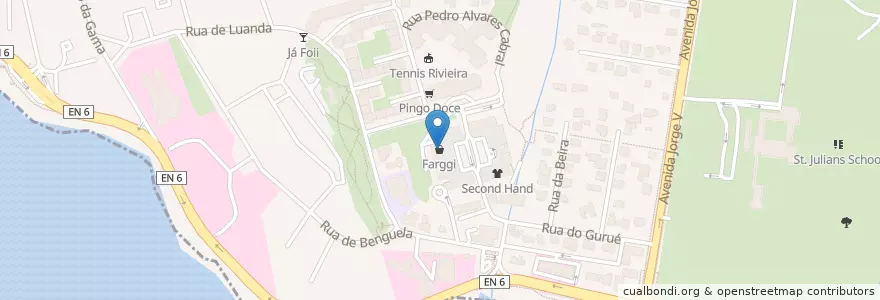 Mapa de ubicacion de Farggi en پرتغال, Área Metropolitana De Lisboa, Lisboa, Grande Lisboa, Cascais, Carcavelos E Parede.