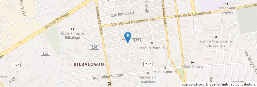 Mapa de ubicacion de Maison Blanche en ブルキナファソ, Centre, Kadiogo, ワガドゥグー.